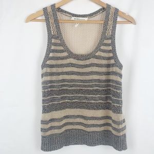 BCBGeneration Open Knit Striped Sleeveless Top Coastal